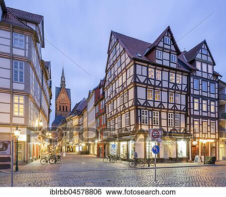 Half-timbered houses on Holzmarkt, Old Town, at dusk, Hannover, Lower Saxony, Germany, Europe View Large Photo Image Stock Photograph - Half-timbered houses on Holzmarkt, Old Town, at dusk, Hannover, Lower Saxony, Germany, Europe. Fotosearch