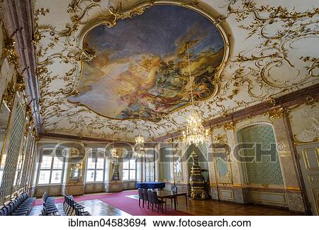 Picture - Hall of Mirrors, Residence Eichstätt, Altmühltal, Upper Bavaria, Bavaria, Germany, Europe. Fotosearch