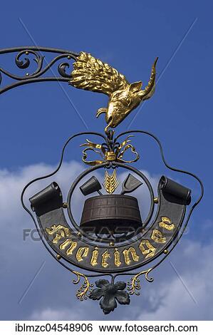 Hanging shop sign of brewery and restaurant Kneitinger, Regensburg, Upper Palatinate, Bavaria, Germany, Europe View Large Photo Image Stock Photograph - Hanging shop sign of brewery and restaurant Kneitinger, Regensburg, Upper Palatinate, Bavaria, Germany, Europe. Fotosearch