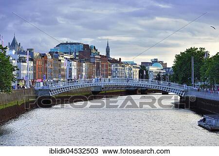 Ha'penny Bridge, Halfpenny Bridge, officially Liffey Bridge, Dublin, Ireland, Europe View Large Photo Image Stock Image - Ha'penny Bridge, Halfpenny Bridge, officially Liffey Bridge, Dublin, Ireland, Europe. Fotosearch