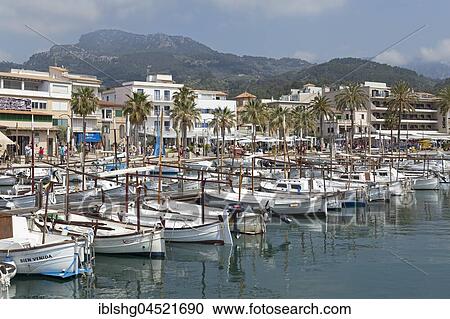 Stock Image - Harbor, Port de Sóller, Majorca, Spain, Europe. Fotosearch