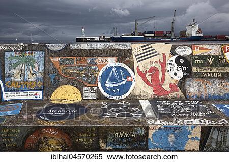 Harbour wall painted by sailors, harbour, marina, Horta, island of Faial, Azores, Portugal, Europe View Large Photo Image Stock Photography - Harbour wall painted by sailors, harbour, marina, Horta, island of Faial, Azores, Portugal, Europe. Fotosearch