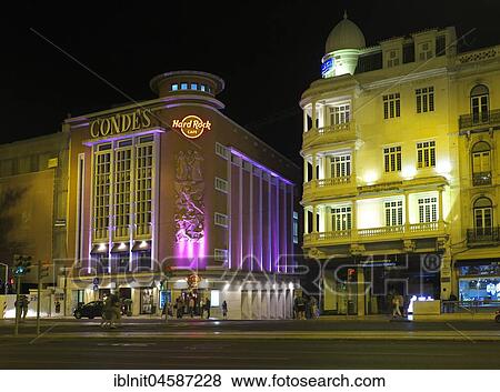 Hard Rock Café, Plaza Praça dos Restauradores, Baixa, Lisbon, Portugal, Europe View Large Photo Image Stock Photo - Hard Rock Café, Plaza Praça dos Restauradores, Baixa, Lisbon, Portugal, Europe. Fotosearch