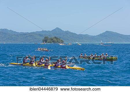 Stock Photo - Hawaiki Nui Va'a, World Championship Canoe Race 2016, with Raiatea, Society Islands, South Pacific, French Polynesia, Oceania. Fotosearch