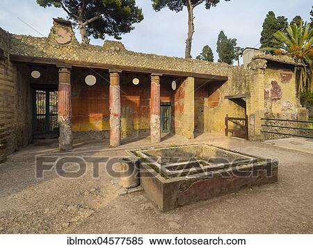 Herculaneum, Casa del Rilievo di Telefo, excavation site, Gulf of Naples, Campania, Italy, Europe View Large Photo Image Stock Photography - Herculaneum, Casa del Rilievo di Telefo, excavation site, Gulf of Naples, Campania, Italy, Europe. Fotosearch