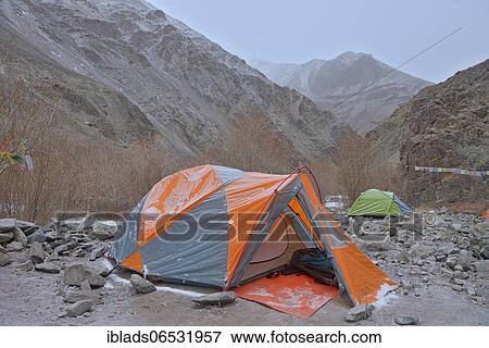Stock Photo - High altitude trekking camp in Hemis national park, Ladakh, India, Asia. Fotosearch