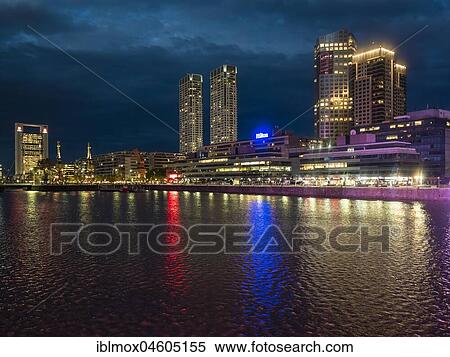 High-rise buildings at the south dock on the river Río de la Plata, twilight, Puerto Madero, Buenos Aires, Argentina, South America View Large Photo Image Stock Photography - High-rise buildings at the south dock on the river Río de la Plata, twilight, Puerto Madero, Buenos Aires, Argentina, South America. Fotosearch