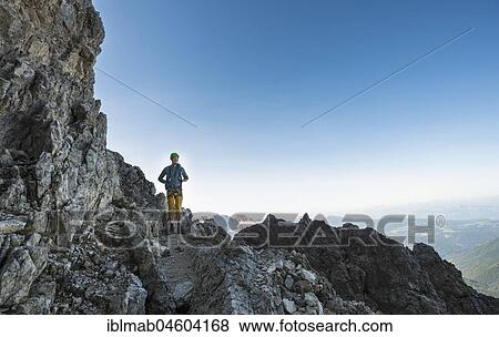 Hiker on the Santner via ferrata, Rosengarten Group, Dolomites, South Tyrol, Trentino-Alto Adige, Italy, Europe View Large Photo Image Stock Photo - Hiker on the Santner via ferrata, Rosengarten Group, Dolomites, South Tyrol, Trentino-Alto Adige, Italy, Europe. Fotosearch