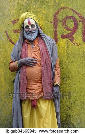 Stock Photography - Hinduist Sadhu, Holy Man, Pashupatinath Temple, Kathmandu, Nepal, Asia. Fotosearch