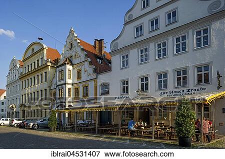 Historic gabled houses, with inn zur Blauen Traube, Amalienstrasse, Karls square, Neuburg on the Danube, Upper Bavaria, Bavaria, Germany, Europe View Large Photo Image Stock Photo - Historic gabled houses, with inn zur Blauen Traube, Amalienstrasse, Karls square, Neuburg on the Danube, Upper Bavaria, Bavaria, Germany, Europe. Fotosearch