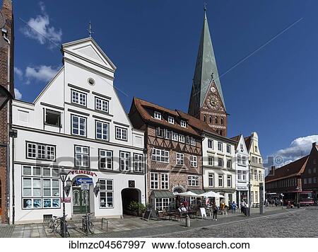 Historic gabled houses with St. Johanniskirche, Am Sande, Lüneburg, Lower Saxony, Germany, Europe View Large Photo Image Stock Photo - Historic gabled houses with St. Johanniskirche, Am Sande, Lüneburg, Lower Saxony, Germany, Europe. Fotosearch