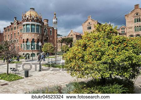 Historic hospital complex Hospital de Sant Pau, Barcelona, Spain View Large Photo Image Picture - Historic hospital complex Hospital de Sant Pau, Barcelona, Spain. Fotosearch