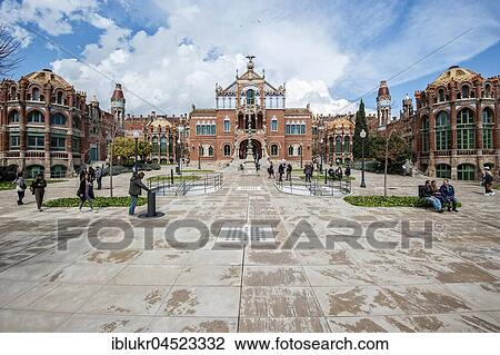 Stock Image - Historic hospital complex Hospital de Sant Pau, Barcelona, ​​Spain. Fotosearch