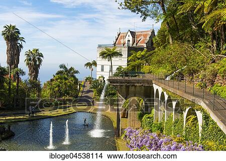 Historic palace, lake and water features in the botanical garden, Monte Palace Tropical Garden, Monte, Madeira Island, Portugal, Europe View Large Photo Image Picture - Historic palace, lake and water features in the botanical garden, Monte Palace Tropical Garden, Monte, Madeira Island, Portugal, Europe. Fotosearch