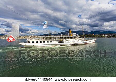 Historic steamer Savoie on Lake Geneva, Geneva, Switzerland, Europe View Large Photo Image Picture - Historic steamer Savoie on Lake Geneva, Geneva, Switzerland, Europe. Fotosearch
