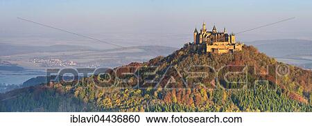 Stock Image - Hohenzollern Castle in morning light, autumn, Swabian Jura, Zollernalb, Hechingen, Baden-Württemberg, Germany, Europe. Fotosearch