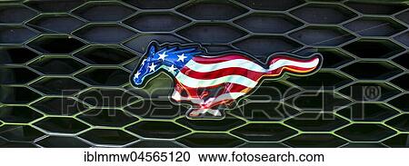 Horse figure in colors of the USA flag on grille of a Ford Mustang car, Brighton Beach, East Sussex, England View Large Photo Image Stock Image - Horse figure in colors of the USA flag on grille of a Ford Mustang car, Brighton Beach, East Sussex, England. Fotosearch