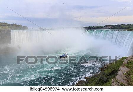 Horseshoe Falls with tourist boat, Niagara Falls, Ontario, Canada, North America View Large Photo Image Picture - Horseshoe Falls with tourist boat, Niagara Falls, Ontario, Canada, North America. Fotosearch