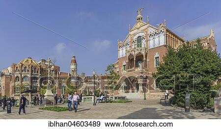 Hospital de la Santa Creu i Sant Pau by the architect Lluís Domènech i Montaner, Barcelona, Catalonia, Spain, Europe View Large Photo Image Stock Photo - Hospital de la Santa Creu i Sant Pau by the architect Lluís Domènech i Montaner, Barcelona, Catalonia, Spain, Europe. Fotosearch