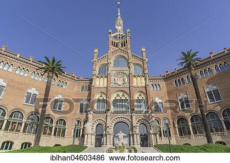 Hospital de la Santa Creu i Sant Pau by the architect Lluís Domènech i Montaner, Barcelona, Catalonia, Spain, Europe View Large Photo Image Stock Photograph - Hospital de la Santa Creu i Sant Pau by the architect Lluís Domènech i Montaner, Barcelona, Catalonia, Spain, Europe. Fotosearch