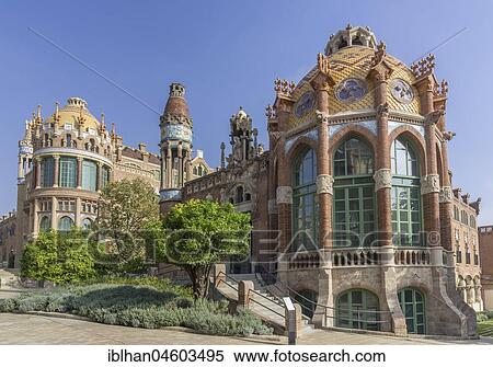 Hospital de la Santa Creu i Sant Pau by the architect Lluís Domènech i Montaner, Barcelona, Catalonia, Spain, Europe View Large Photo Image Stock Photography - Hospital de la Santa Creu i Sant Pau by the architect Lluís Domènech i Montaner, Barcelona, Catalonia, Spain, Europe. Fotosearch
