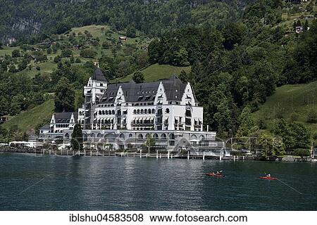 Hotel, Parkhotel, Lake Lucerne, Vitznau, Canton of Lucerne, Switzerland, Europe View Large Photo Image Stock Photo - Hotel, Parkhotel, Lake Lucerne, Vitznau, Canton of Lucerne, Switzerland, Europe. Fotosearch