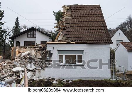 Picture - House demolition, Munich, Bavaria, Germany, Europe. Fotosearch