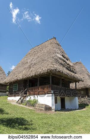 Picture - House in the Astra Museum of Traditional Folk Civilization, Sibiu, Romania, Europe. Fotosearch