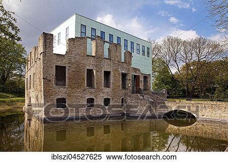 House Weitmar, castle ruins with cube, Bochum, Ruhr area, North Rhine-Westphalia, Germany, Europe View Large Photo Image Stock Photography - House Weitmar, castle ruins with cube, Bochum, Ruhr area, North Rhine-Westphalia, Germany, Europe. Fotosearch