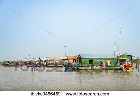 Houseboat, floating village, boat trip, Tonle Sap Lake, Cambodia, Southeast Asia, Asia View Large Photo Image Stock Image - Houseboat, floating village, boat trip, Tonle Sap Lake, Cambodia, Southeast Asia, Asia. Fotosearch