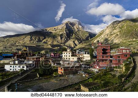 Houses of Muktinath, 3710 m, behind mountain Yakawa Kang, Muktinath, Mustang District, Nepal, Asia View Large Photo Image Stock Image - Houses of Muktinath, 3710 m, behind mountain Yakawa Kang, Muktinath, Mustang District, Nepal, Asia. Fotosearch