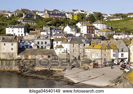 Stock Photo - Houses, Port Isaac, North Coast, Cornwall, England, United Kingdom, United Kingdom, Europe. Fotosearch