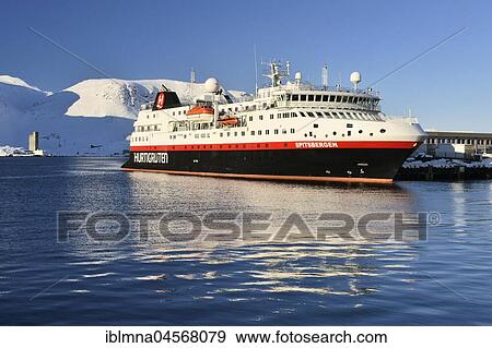 Stock Photo - Hurtigruten mailboat Spitsbergen in the Arctic Ocean, Honningsvåg, Finnmark, Norway, Europe. Fotosearch