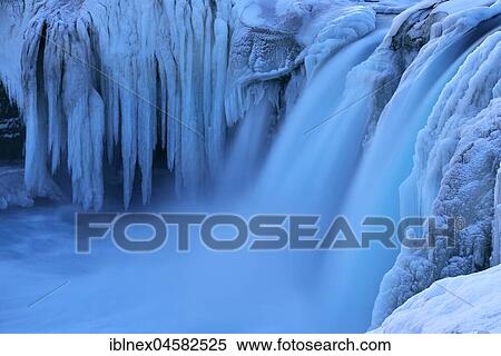 Ice waterfall in winter, Godafoss, Norðurland vestra, Northern Island, Island View Large Photo Image Stock Photography - Ice waterfall in winter, Godafoss, Norðurland vestra, Northern Island, Island. Fotosearch