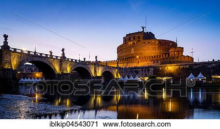 Illuminated Castel Sant'Angelo and Ponte Sant'Angelo bridge at dawn, Rome, Lazio, Italy, Europe View Large Photo Image Stock Image - Illuminated Castel Sant'Angelo and Ponte Sant'Angelo bridge at dawn, Rome, Lazio, Italy, Europe. Fotosearch