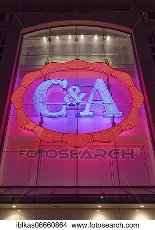 Illuminated logo of fashion store C& A, branch Schadowstraße, Düsseldorf, North Rhine-Westphalia, Germany, Europe View Large Photo Image Picture - Illuminated logo of fashion store C& A, branch Schadowstraße, Düsseldorf, North Rhine-Westphalia, Germany, Europe. Fotosearch