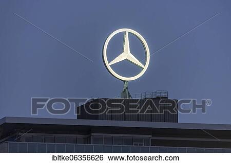 Illuminated Mercedes star on Mercedes Benz building in Stuttgart-Untertürkheim, Baden-Württemberg, Germany, Europe View Large Photo Image Stock Photograph - Illuminated Mercedes star on Mercedes Benz building in Stuttgart-Untertürkheim, Baden-Württemberg, Germany, Europe. Fotosearch