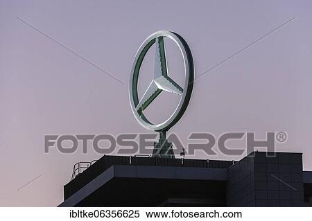 Illuminated Mercedes star on Mercedes Benz building in Stuttgart-Untertürkheim, Baden-Württemberg, Germany, Europe View Large Photo Image Stock Photography - Illuminated Mercedes star on Mercedes Benz building in Stuttgart-Untertürkheim, Baden-Württemberg, Germany, Europe. Fotosearch