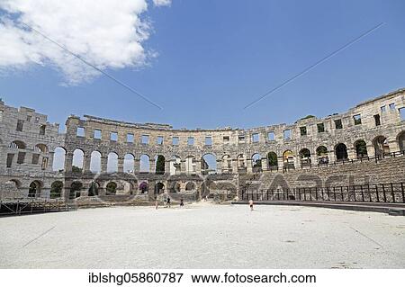 Stock Photo - In the amphitheater, Pula, Istria, Croatia, Europe. Fotosearch