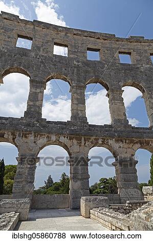 Stock Photo - In the amphitheater, Pula, Istria, Croatia, Europe. Fotosearch