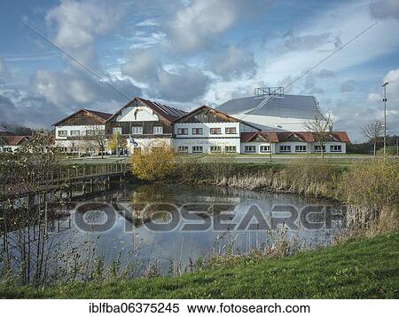 Indoor ski hall, hotel, pond, Alpincenter Hamburg-Wittenburg, Wittenburg, Mecklenburg-Western Pomerania, Germany, Europe View Large Photo Image Stock Photography - Indoor ski hall, hotel, pond, Alpincenter Hamburg-Wittenburg, Wittenburg, Mecklenburg-Western Pomerania, Germany, Europe. Fotosearch