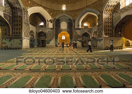 Stock Image - Inside the Blue Mosque or Kabud Mosque, Tabriz, Iran, Asia. Fotosearch