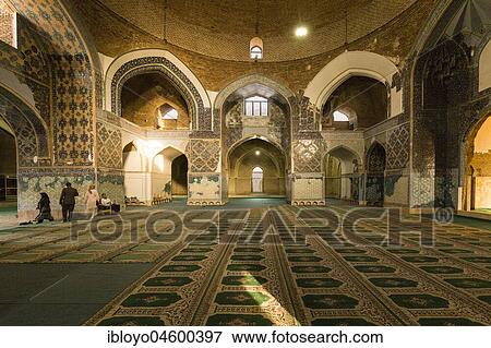 Stock Photo - Inside the Blue Mosque or Kabud Mosque, Tabriz, Iran, Asia. Fotosearch