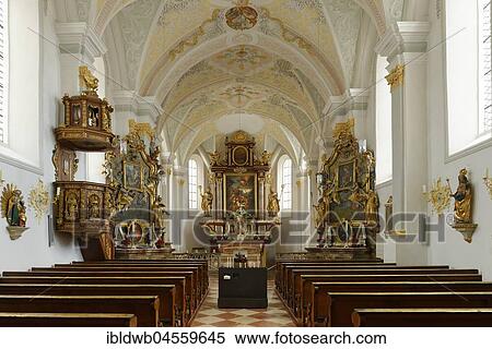 Stock Photography - Interior, St. Emmeram Parish Church, Vogtareuth, Upper Bavaria, Bavaria, Germany, Europe. Fotosearch