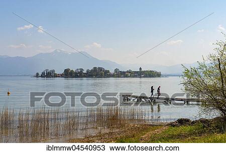 Island Frauenchiemsee with monastery church, Fraueninsel, Chiemsee, Upper Bavaria, Bavaria, Germany, Europe View Large Photo Image Stock Image - Island Frauenchiemsee with monastery church, Fraueninsel, Chiemsee, Upper Bavaria, Bavaria, Germany, Europe. Fotosearch