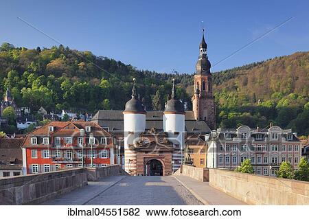 Karl-Theodor Bridge with bridge gate, Heidelberg, Baden-Württemberg, Germany, Europe View Large Photo Image Stock Image - Karl-Theodor Bridge with bridge gate, Heidelberg, Baden-Württemberg, Germany, Europe. Fotosearch