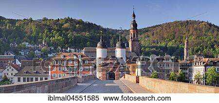 Karl-Theodor Bridge with bridge gate, Heidelberg, Baden-Württemberg, Germany, Europe View Large Photo Image Stock Photography - Karl-Theodor Bridge with bridge gate, Heidelberg, Baden-Württemberg, Germany, Europe. Fotosearch
