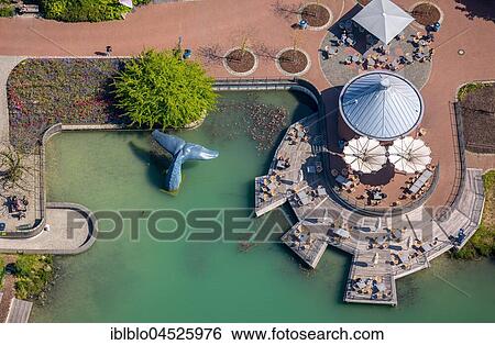 Stock Photograph - Kiosk at the pond, Maximilian-Park Hamm, Hamm, Ruhr area, North Rhine-Westphalia, Germany, Europe. Fotosearch