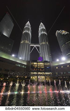 Stock Image - KLCC Lake Symphony Water Fountain Show, Kuala Lumpur, Malaysia, Asia. Fotosearch
