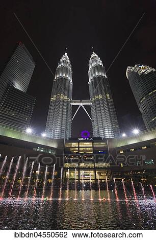 Stock Image - KLCC Lake Symphony Water Fountain Show, Kuala Lumpur, Malaysia, Asia. Fotosearch